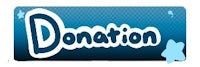 a blue and white logo with the word donation
