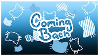 a blue background with the words coming bach on it